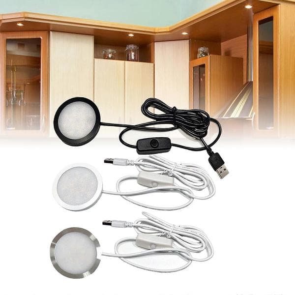 USB Strøm 5V3W LED Bordlampe Rund Base LED Underskabs Puck Lys Til Kontor Og Soveværelse U white shell