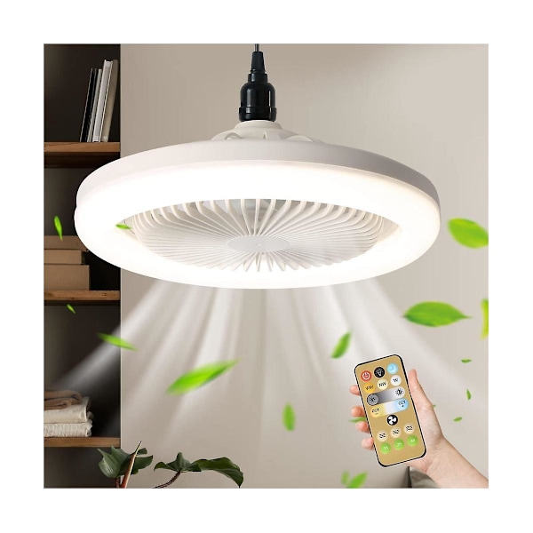 30W takfläkt med integrerade lampor E27 fjärrkontroll takbelysning Sovrum Vardagsrum Strömbrytare Hemlampa C White Gold