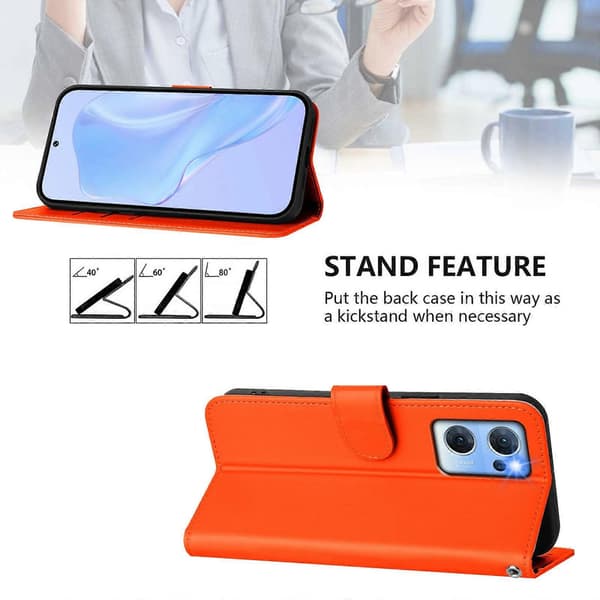 Lanyard PU-deksel for OPPO Reno7 5G Global Orange