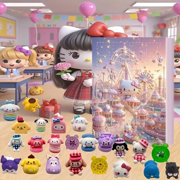 Anime Samlefigurer Blind Box Julekalender 24 Stykker - Perfekt til Jul og Weekender Hello Kitty