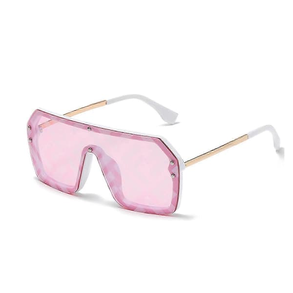 Nye opgraderede store stel trend bogstav solbriller samlede linser mænd kvinder mode all-match Pink