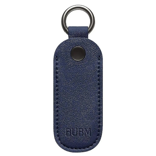 Läder U Disk Fodral Nyckelring Hållare USB Flash Drive Förvaringsväska Pendrive Skyddande Omslag Minnessticka Fodral Navy Blue