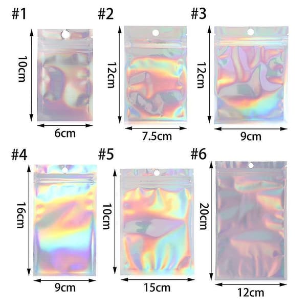 B 8.5X13cm Iriserande Holografiska Zip Lock-påsar Väskor För Kosmetisk Makeup