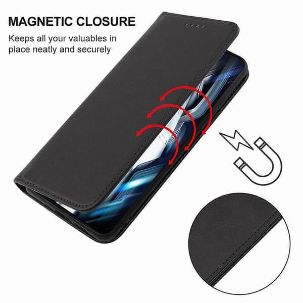 Magnetiskt läderfodral för Xiaomi Redmi K50 Gaming Black