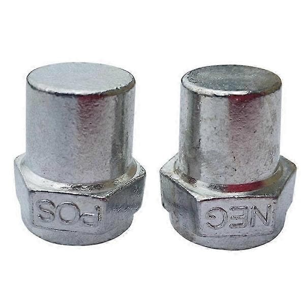 1 par 3/8 tommer hunngjenge positive negative batteripoladaptere batterikabelterminal silver