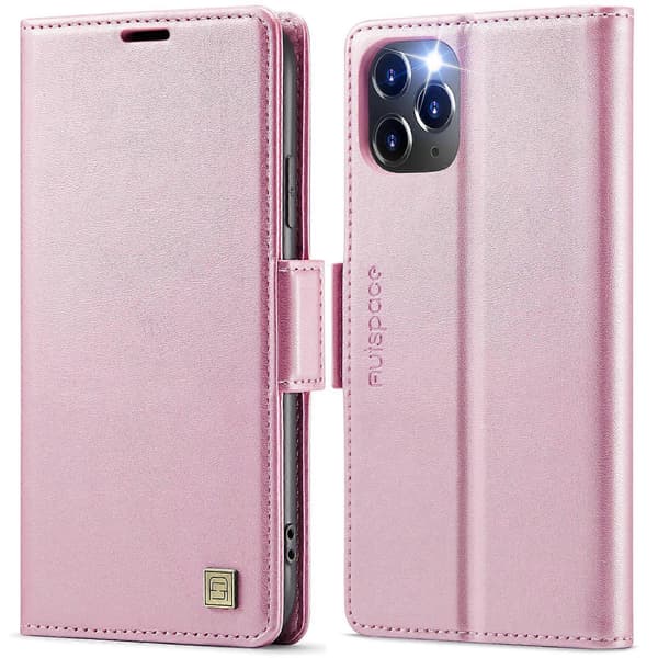 Retro Läder Plånboksfodral för iPhone 11 Pro Pink