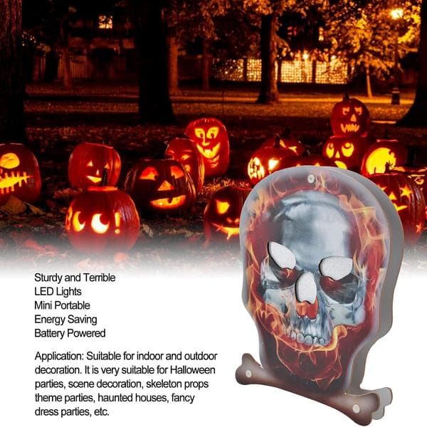 Skeletlamper, kranieformede LED-Halloweenlamper, mini bærbar