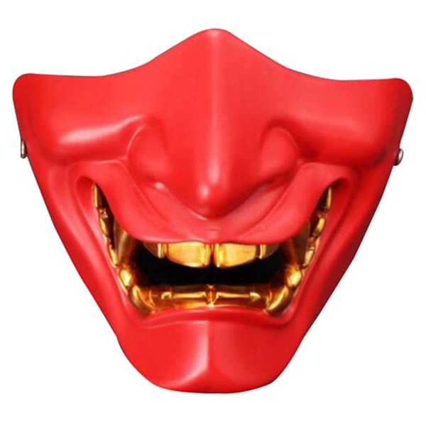Cosplay Mask Spel Halvansikte Airsoft Oni Mask Halloween Mask RÖD red