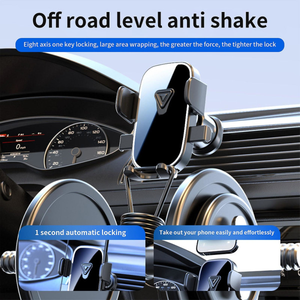 Full vinkel horisontell och vertikal rotation Justerbar enhandskontroll för stabil fastspänning av biltelefonhållare