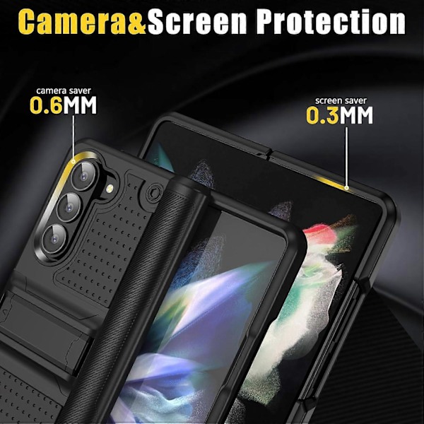Etui til Samsung Galaxy Z Fold 6 med Stativ, støtsikker 2-i-1 Silikon Gummi med Hard PC Robust Full Body Etui for Z Fold 6 Red Black For Galaxy Z Fold 6