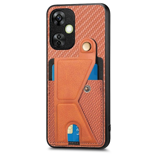 Carbonfiber-tegnebogs-telefonetui til OnePlus Nord CE 3 Lite Brown