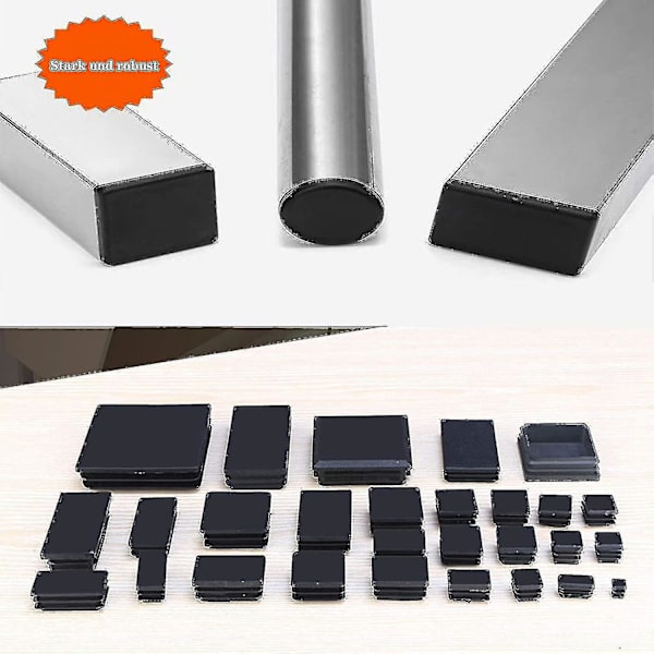6 stk Lamellplugger for firkantede rør 80 x 80 mm Plast Endekapsler Blanking Plugger for Trampoline Møbelben (svart)