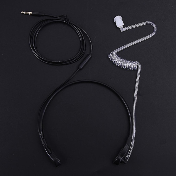 3,5 mm Throat Mic Headset Covert Acoustic Tube Fbi øretelefon til telefon Android Black