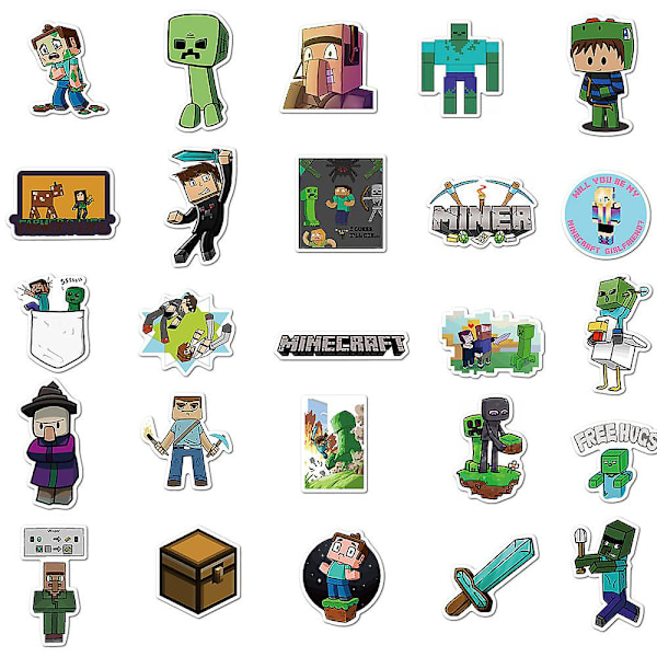 100 stk Minecraft Adventure Game Stickers Pack, Fargerike Vanntette Klistremerker for Vannflasker, Skateboards, Bærbar PC for Tenåringer Barn Voksne