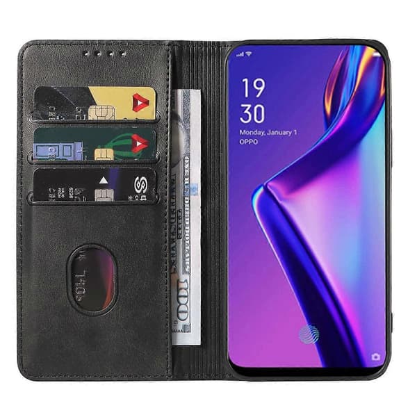 Magnetiskt läderfodral för OPPO K3 Black