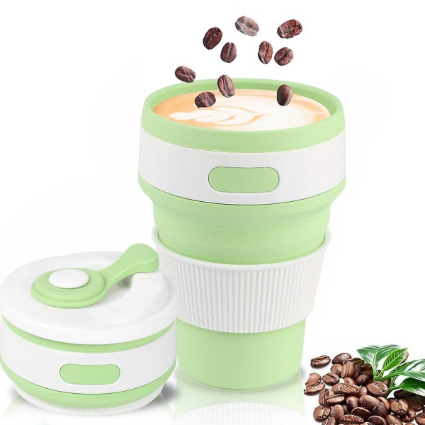Sammenklappelig kaffekop | Genanvendelig rejsekop i silikonelomme - 12 oz / 350 ml