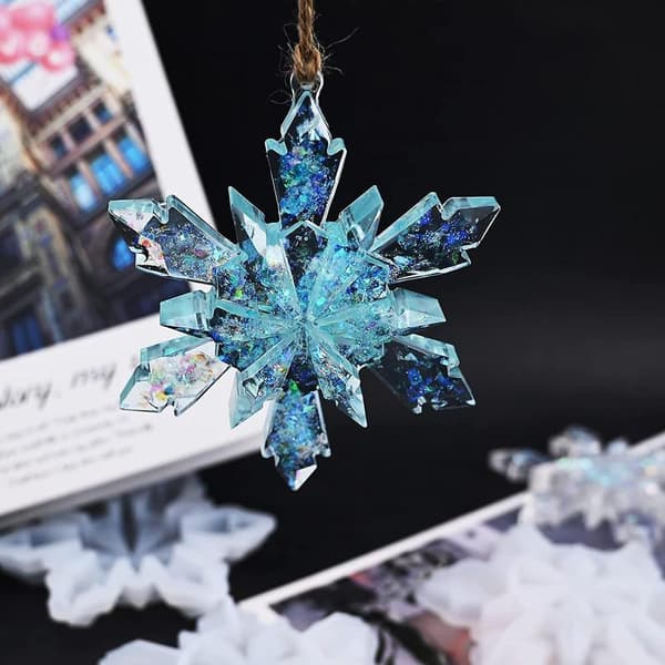 3D Snøblomst silikonform, DIY Jul Resin EPOXY Vinter hjem dekorasjon 3 stk
