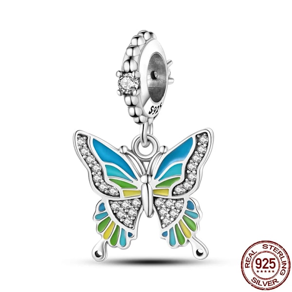 925 Sterling Sølv Butterfly Solsikke Henger Passer Original Pandora Armbånd Charm Halskjede DIY Kvinne Smykker Y SMC1860