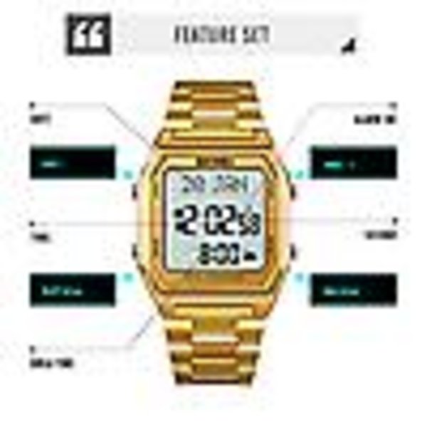 Digital Display Elektronisk Klokke Gold and White