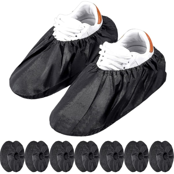 10 par återanvändbara halkfria skoöverdrag Vattentäta stövelskydd för hushållsmattskydd Maskintvättbar (svart)-yky