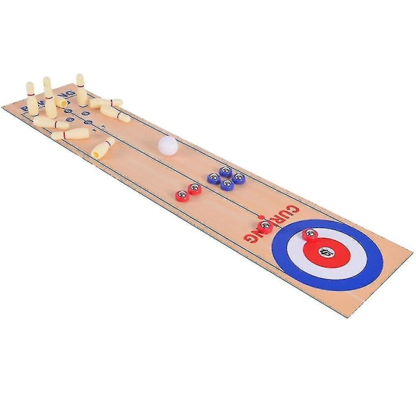 3 i 1 bordsspel Shuffleboard Bowling och curling Portabelt set för barn och vuxna