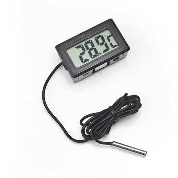 Digital LCD-termometer temperaturmätare med vattentät sensorsond black