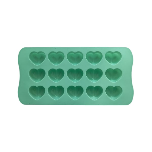 Tyuhe Chokoladeform 15 Grids 3D Hjerteformet slikform Non-stick Silikone Bage Kageform til hjemmekøkken Green