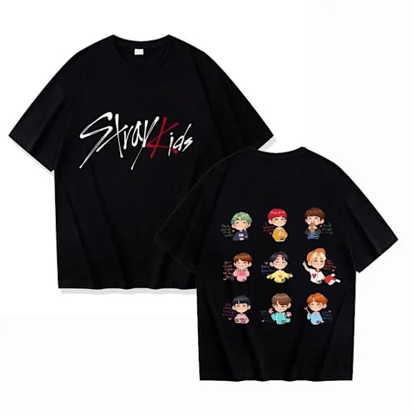 K-POP Stray Kids T-shirt för män och kvinnor, tryckt i högkvalitativ bomull, kortärmad t-shirt, oversized t-shirt, toppar, kläder 1 1 L