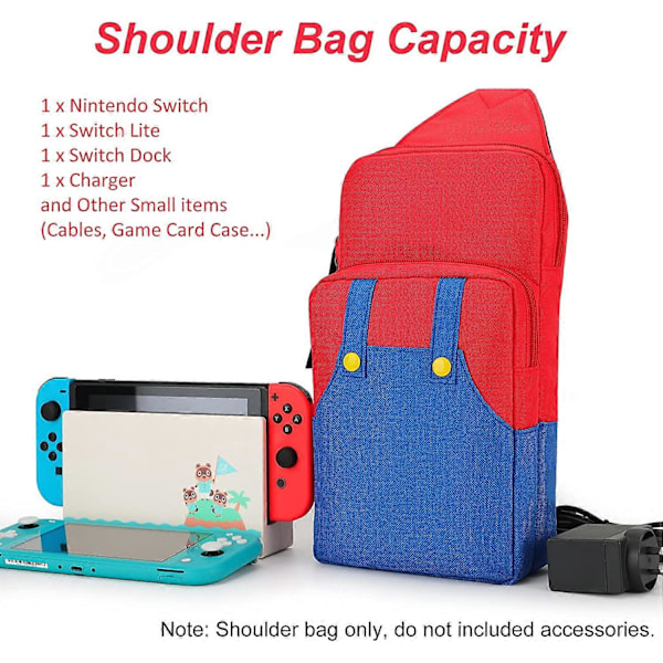 Söt Resväska för Nintendo Switch/Lite/OLED, Portabel Liten Sling Crossbody Axelväska Bärväska Förvaringsryggsäck för NS Consolo, Laddningsdocka, Joy-Co