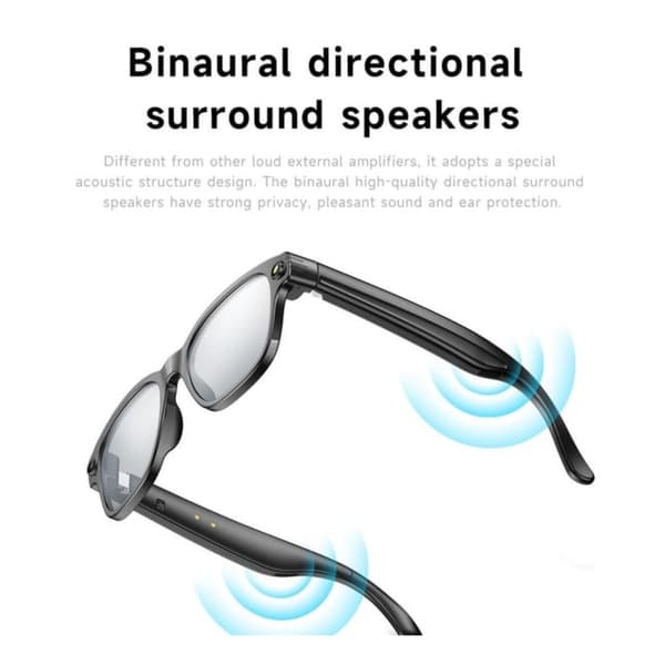 Smart AI Glasses with HD Camera, Noise Reduction, and Real-time Translation - Compatible with Android and iOS Transparent
