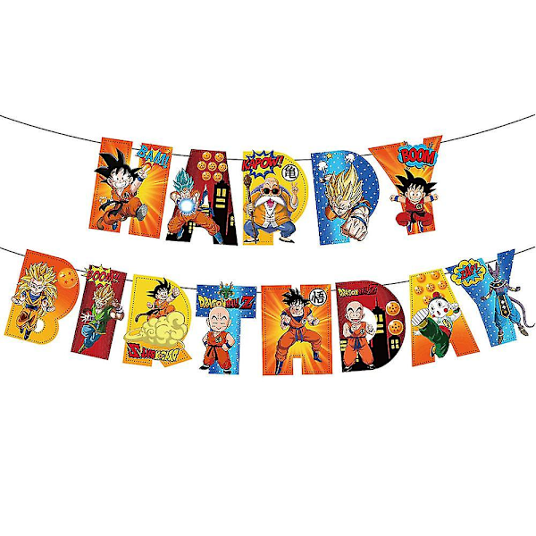 Dragon Ball fødselsdagsfestartikler Dragon Ball hjemmedekorationsbanner balloner kage cupcake toppersæt til børn