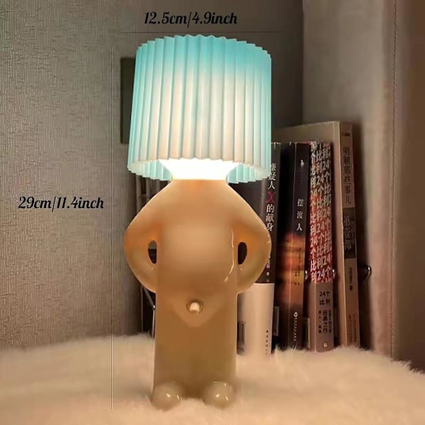 En kreativ lampe af den lille generte mand, sjov fræk dreng led bordlampe, romantisk led sengelampe, natlys nyhedsgave White