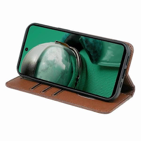 HX01 HMD Pulse Pro Plånboksfodral med Magnetlås Grön PU-läder Mobilskal Multicolor Brown