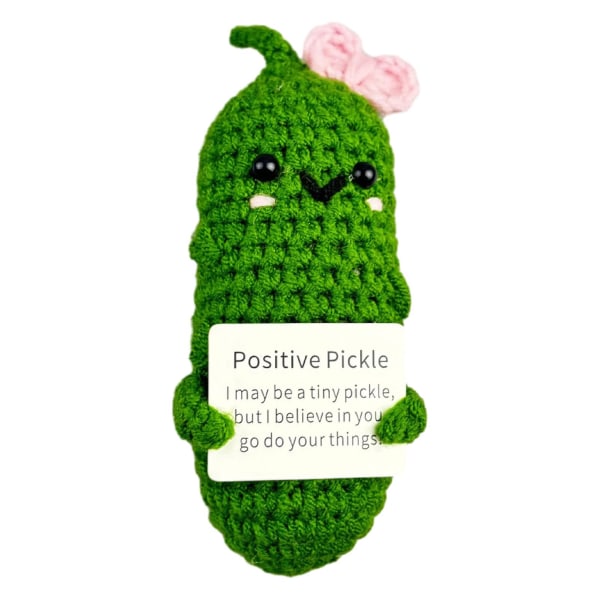 Tecknad Pickle Ornament Stickad Virkad Mjuk Elastisk Ingen Deformation Inspirerande Ord Positiv Mini Rolig Känslomässigt Stöd Pickle Gurka Plyschdocka P A