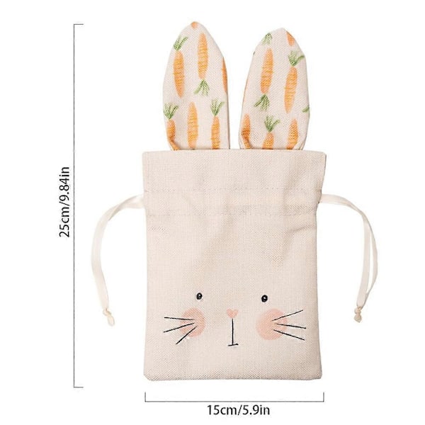 Påskehareposer med ører, søde slik, beige snøreposer, festartikler 1pc