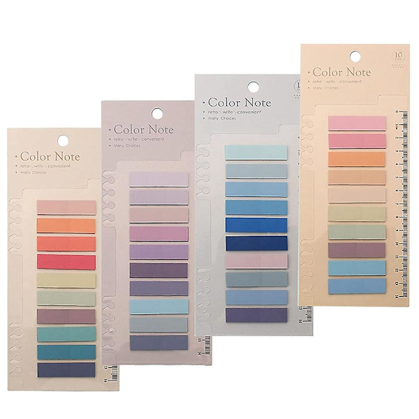 800 st Sticky Indexflikar, 4 ark Morandi Strip Indexflikar, Skrivbara Sida Sticky Notes med linjal mixed color