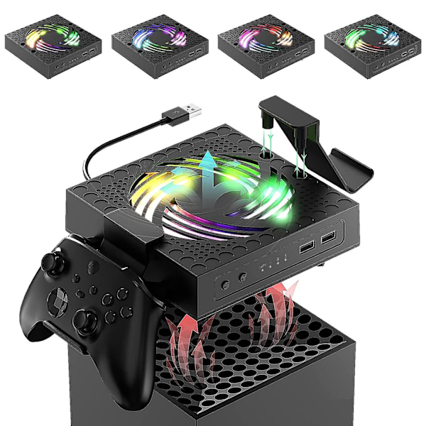 RGB Kylfläkt för Xbox Series X, 3 Justerbara Hastigheter Kylsystem Lågt Ljudnivå Kylfläkt för Xbox Series X