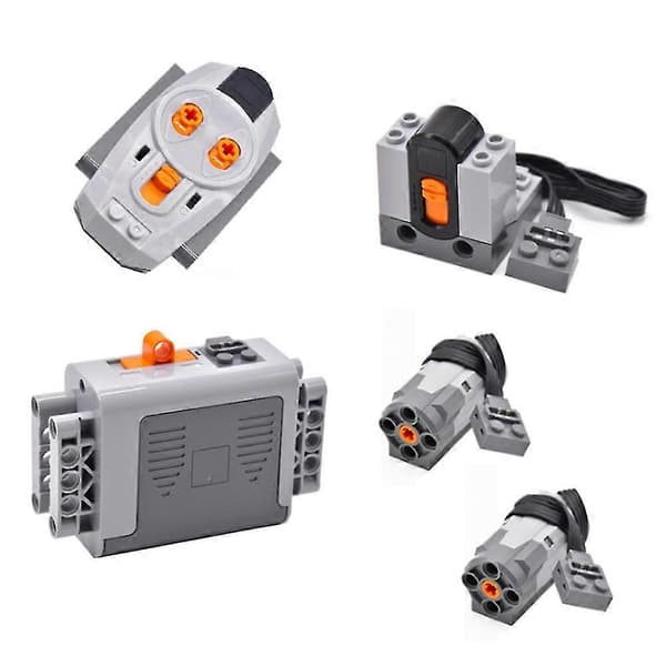 5 stk. Power Function Motoriserte Blokker Strømsett 2 Medium Motorer, 1 Batteriboks, 1 IR Fjernkontroll, 1 ny