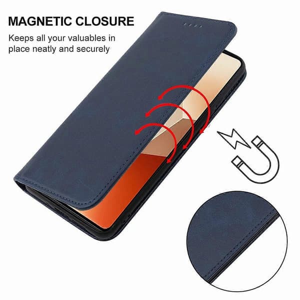 Magnetiskt läderfodral för Xiaomi Redmi Note 13 5G Blue