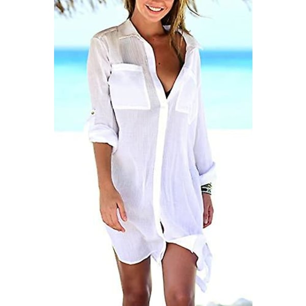 Dam strandklänning Bikini Cover Up Beach Poncho Summer Badkläder Beach Cover Up Shirt