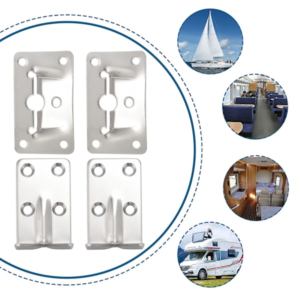 2 sett Marine Grade Rustfritt Stål Bord Brakett Sett Avtakbar Multiple Use For House Boat Marine silver