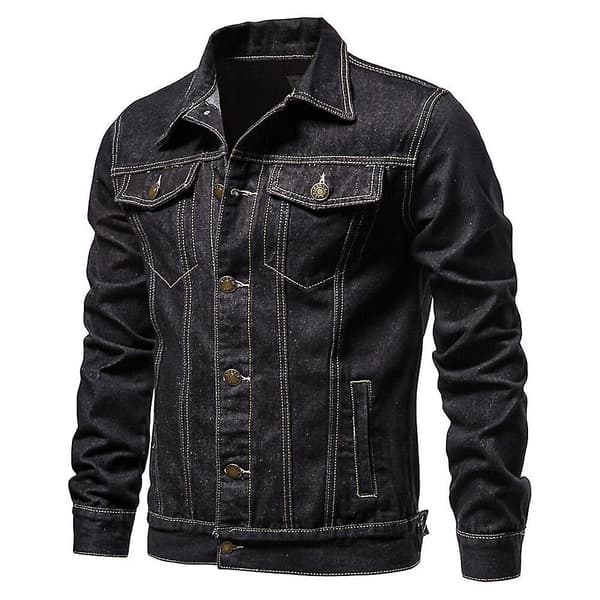 Klassisk jeansjacka för män med slag och knappar Black S