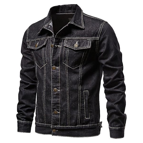 Klassisk jeansjacka med lapelknapp för män Black XS