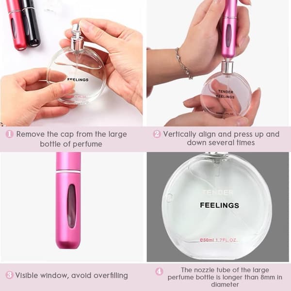 Bärbara Mini Påfyllningsbara Parfym Atomizer Flaskor Resestorlek Sprayflaskor, Liten Parfymspray Utomhusaktiviteter och Affärer 5ML, Gul Lila