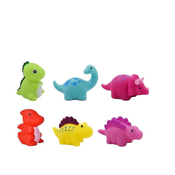 6 stk./sæt Cartoon Mini Light Up Dinosaur Legetøj Flydende Badelegetøj Til Børn Baby Gaver