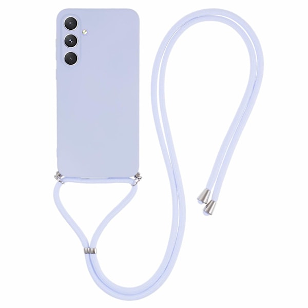 Til Samsung Galaxy A55 5G telefonetui TPU gummibelagt beskyttelsescover med snor - lys lilla Light purple Style H Samsung Galaxy A55 5G