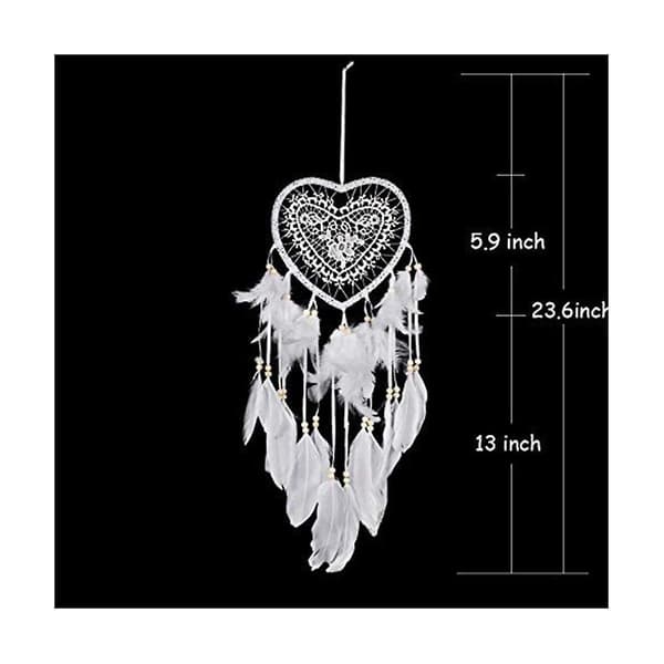 Hjerte Boho Drømmefanger, Med Led Lys Hjerteformet Drømmefanger Anheng Boho Stil Dekorasjon F
