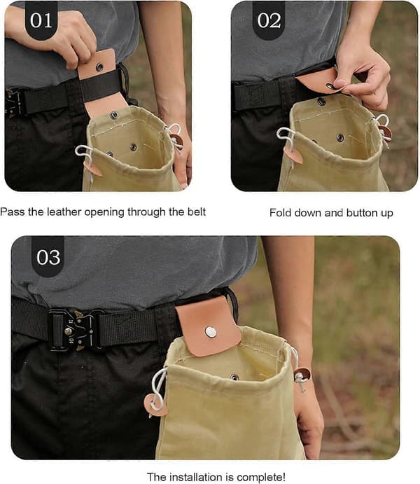2-PACK Hopfällbar Bushcraft-väska för Foder, Portabel Verktygsbältesväska i Canvas, Vikbar