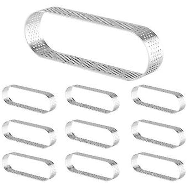 10-pak Oval Tærtering, perforeret Bagerring, konditorring
