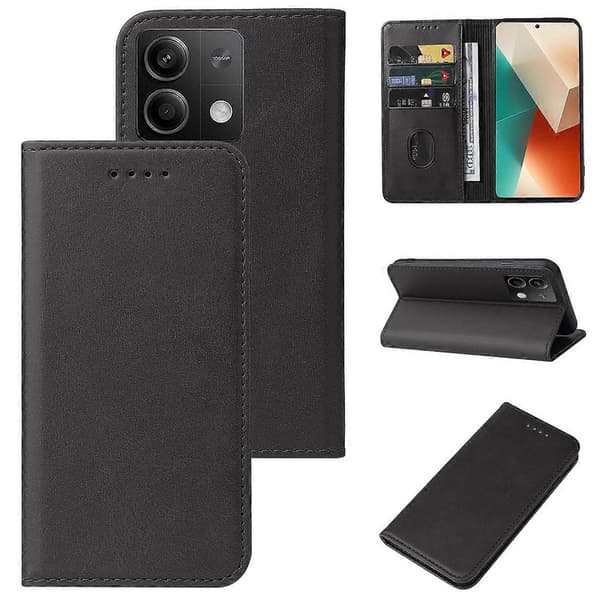 Magnetiskt läderfodral för Xiaomi Redmi Note 13 5G Black